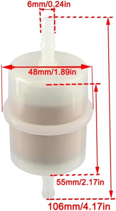 24 050 13-S Fuel Filter 15 Micron With 1/4 Inch I.D. Compatible with Kohler CH20S - CH25S CH730S - CH750S SV720S - SV740S LH640S LH685S CH670S LH690S LH750S LH755S (Pack of 8)