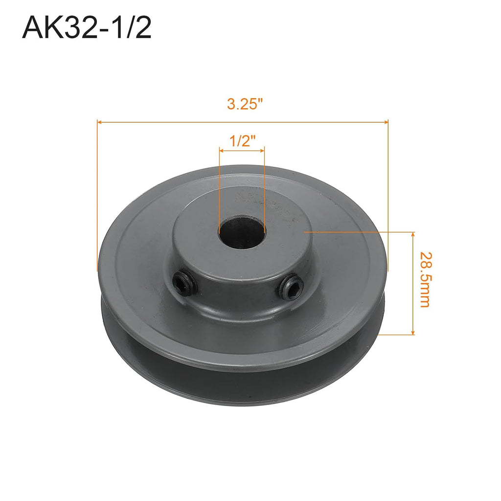 uxcell AK32-1/2 V-Belt Sheave 1/2" Bore, 3.25" OD, Single Groove Web Sheave