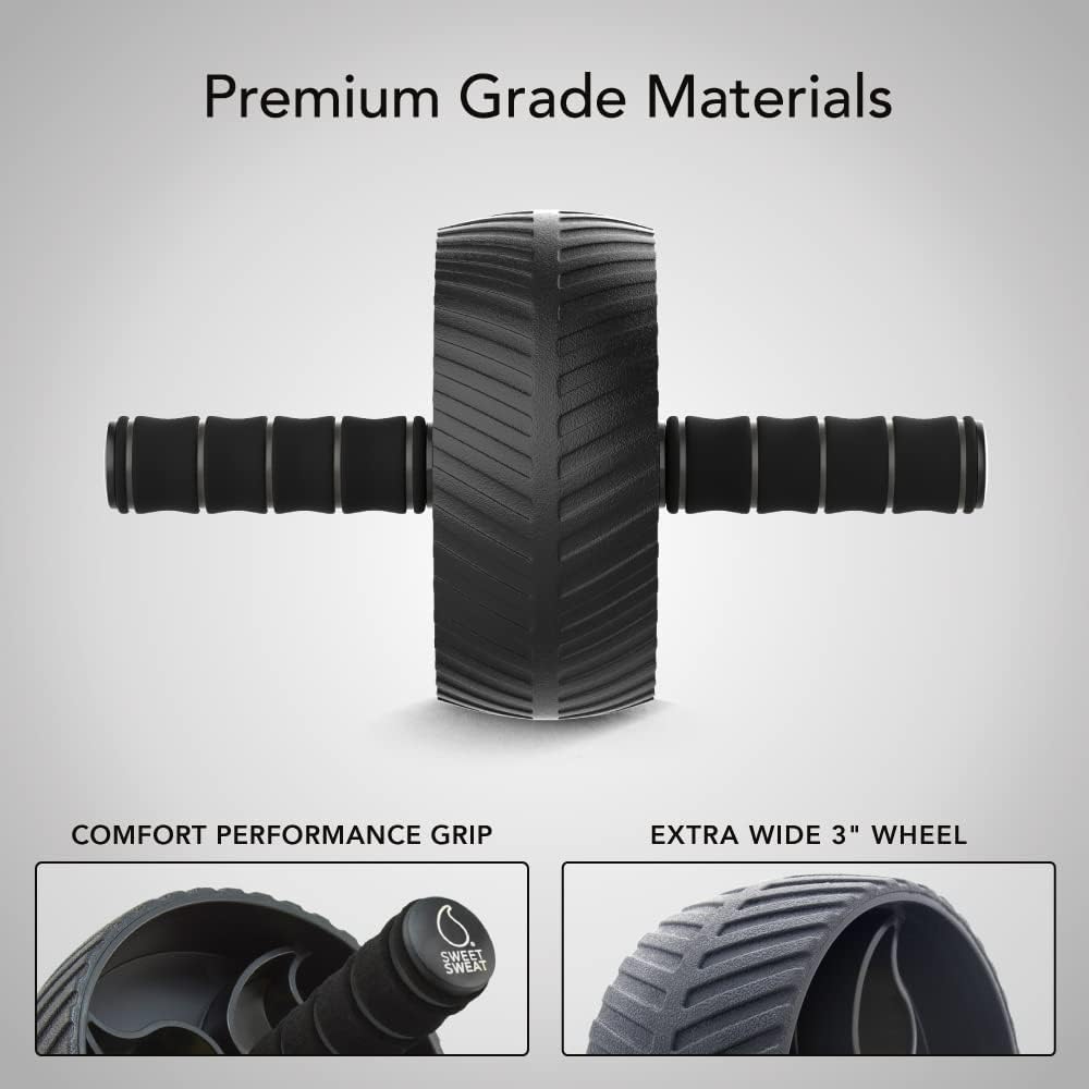 Ab Wheel Roller for Core Strength Training | Sturdy 3" Ab Wheel with Knee Pad | Easy to Assemble Home Gym Fitness