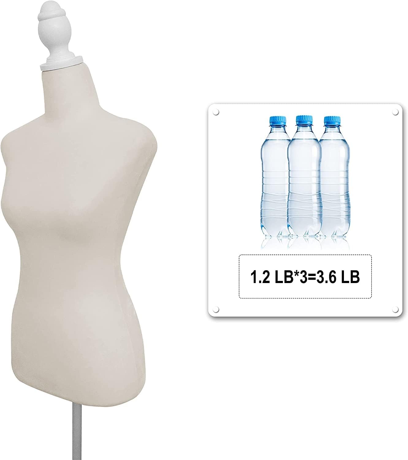 Female Dress Form Mannequin Torso Body with Adjustable Tripod Stand Dress Jewelry Display (Beige)