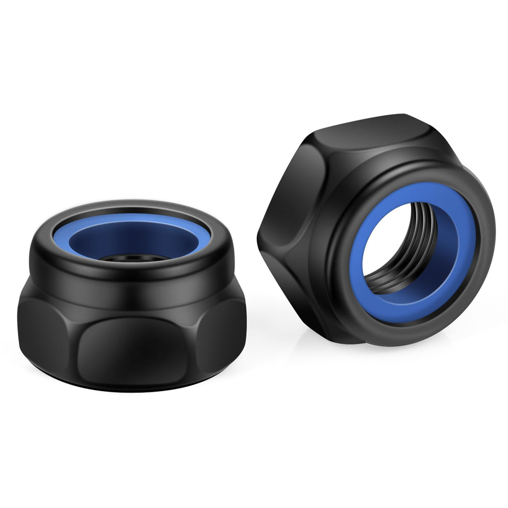 50 PCS M5-0.8 Nylon Insert Locknuts, Standard Metric Thread Self-Lock Nylon Inserted Hex Lock Nuts, Black Coating