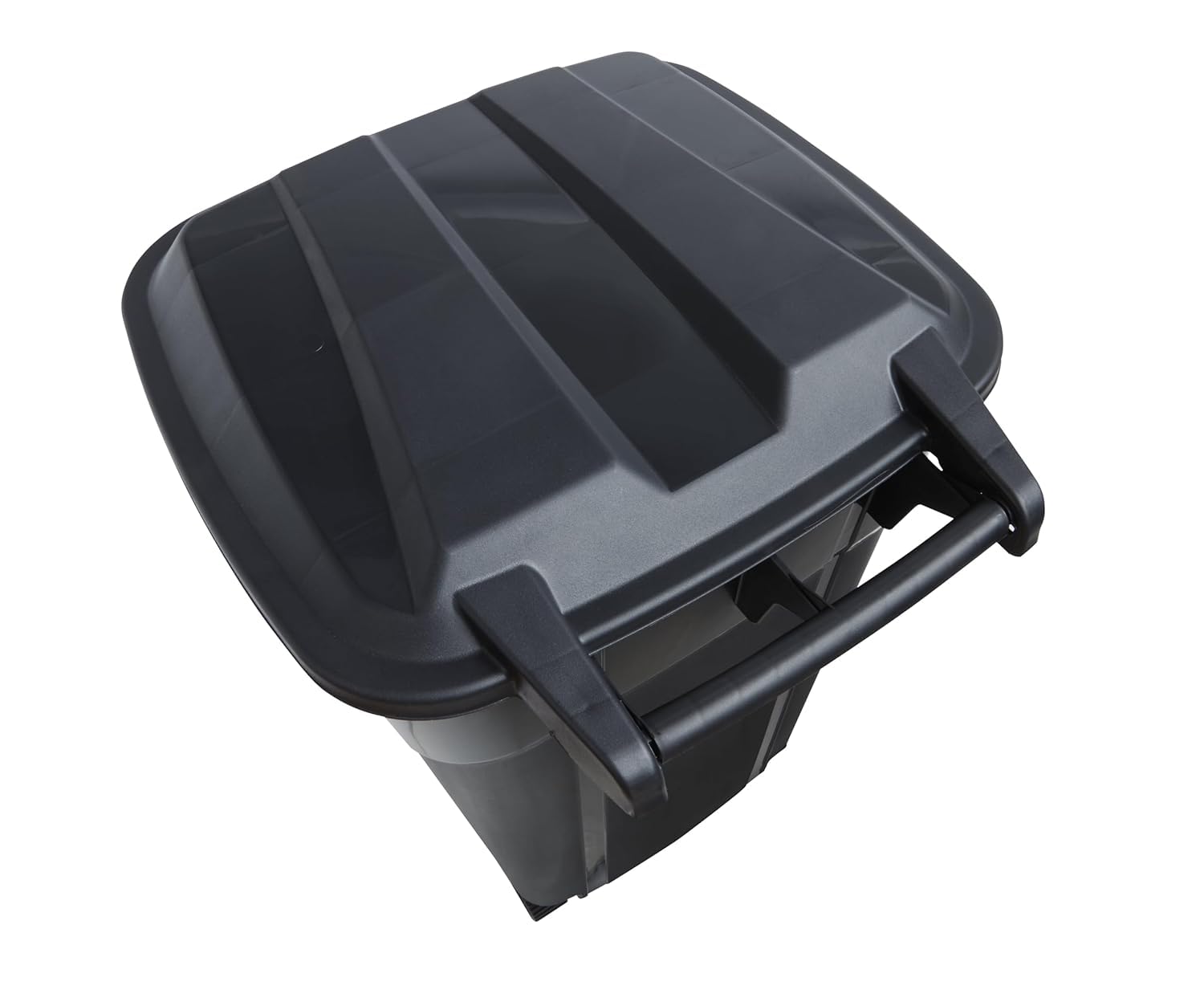 32 Gallon Wheeled Heavy Duty Trash Can with Attached Lid, Outdoor & Indoor Garbage Bin with Hinged Secure Lid