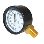Pressure Gauge 0 to 100 PSI Brass 1/4" Male NPT Thread Lower Mount, Multiple Function