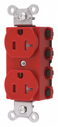 Hubbell Wiring Device-KELLEMS 20A Commercial Environments Receptacle, Red; Tamper Resistant: Yes