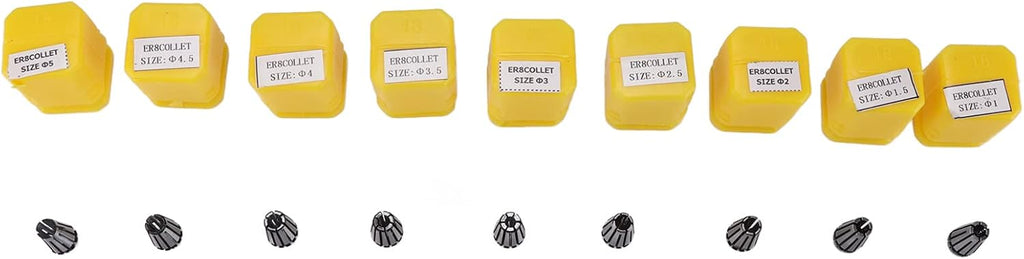 ER8 Collet Chuck Set 9Pcs for CNC Engraving Machine and Milling Lathe High Tool Holder Compatible with Multiple Sizes for Secure Clamping