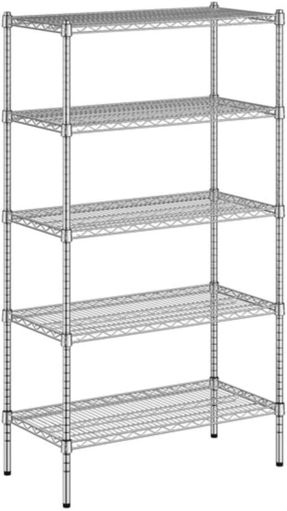 Commercial Wire Shelving Unit, 5 Adjustable Shelves with 64" Posts, Heavy-Duty Metal Storage Rack, Multiple Sizes and