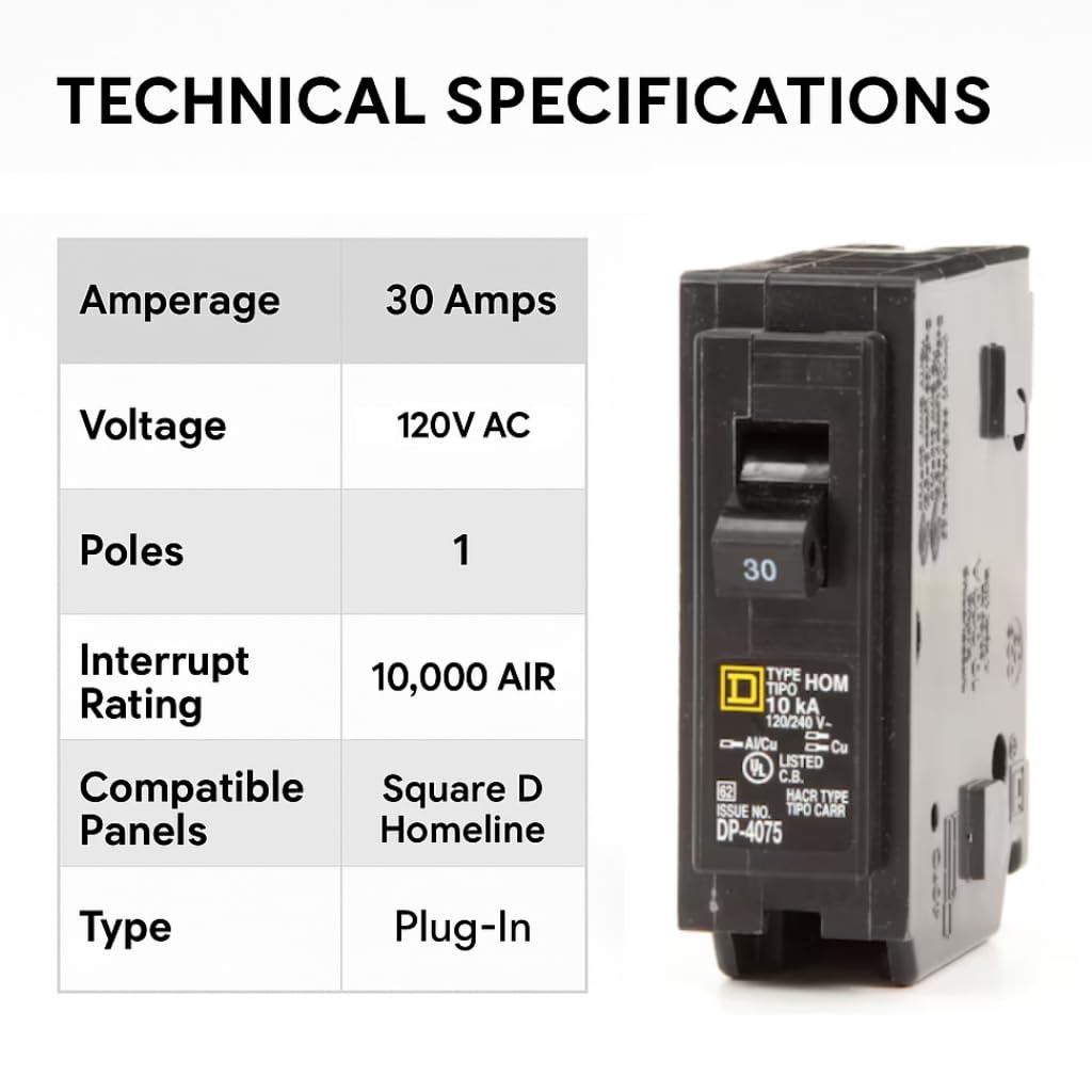 Genuine Square D HOM130 30 Amp Single Pole Circuit Breaker Kit
