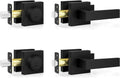 Exterior Door Lock Sets, Matte Black Passage Door Handle and Single Cylinder Deadbolt Lock Combo, Modern Square Door