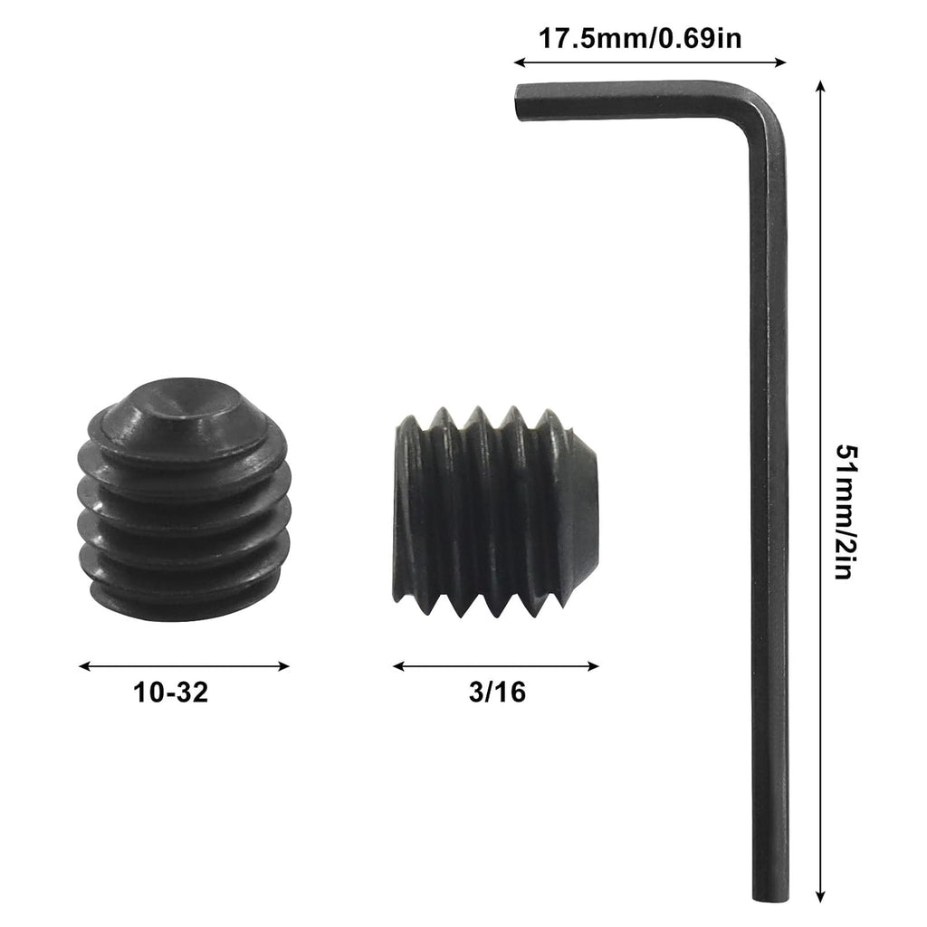 Steel Allen Head Hexagon Socket Set Screws, 10-32 x 3/16", 25 PCS