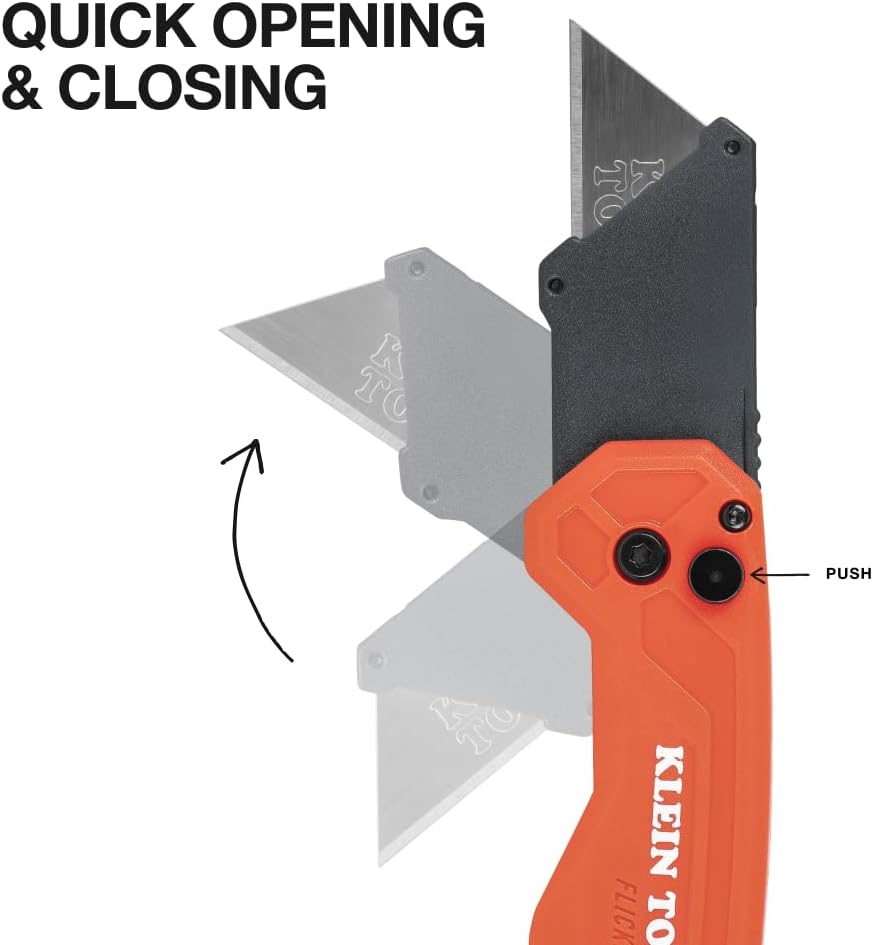 44307 FLICKBLADE Folding Utility Knife, Subcompact Design with Quick-Change Triple-Ground Carbon Steel Blade, Dual