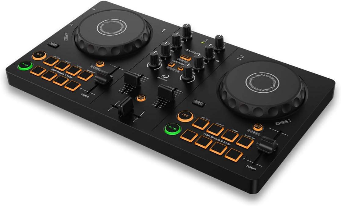 DDJ-FLX2 Compact 2-Channel DJ Controller, Smart Fader, USB-C | Start DJing faster with an included DJ course
