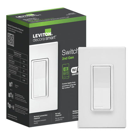 Decora Smart Switch, Wi-Fi 2nd Gen, Neutral Wire Required, Works with Matter, My Leviton, Alexa, Google Assistant