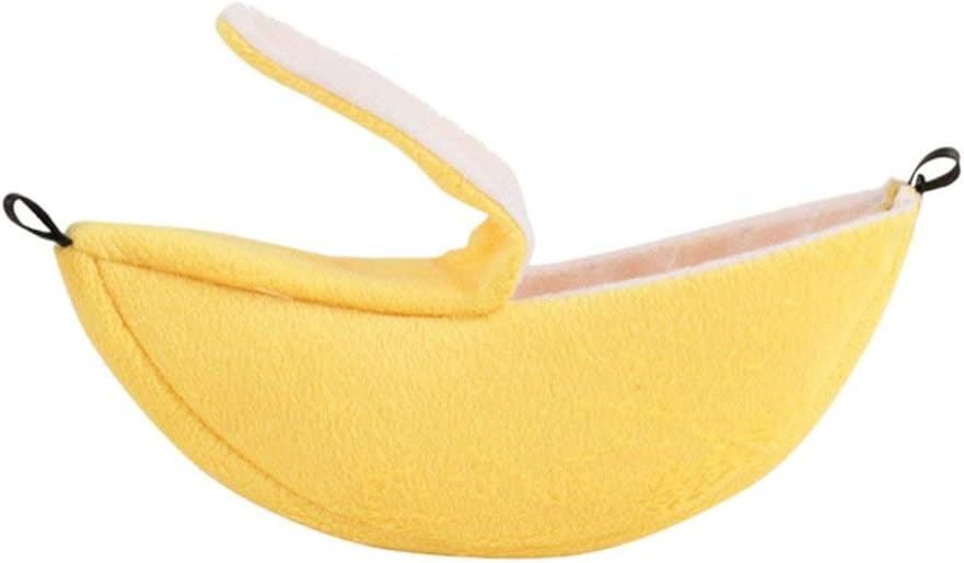 Banana Bed House, Hammock for Small Animal, Warm Bed House, Cage Nest for Sugar Glider Hamster Small Bird Pet (Banana)