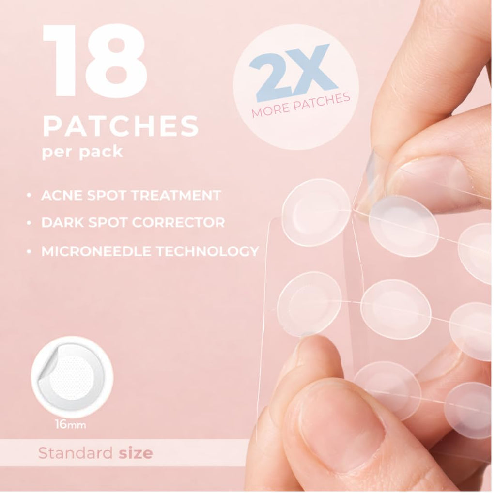 Microdart Pimple Patches- Cystic Acne Patch – Microneedle Pimple Patch for Face, Dark Spots & Blind Pimples- 18ct