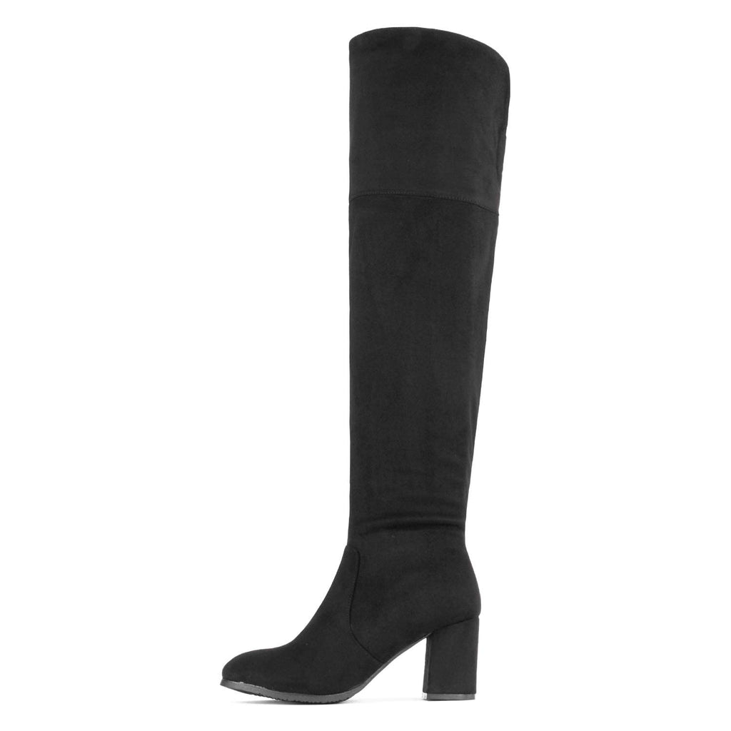 Women's Knee High Block Heel Boots,Black,7.5