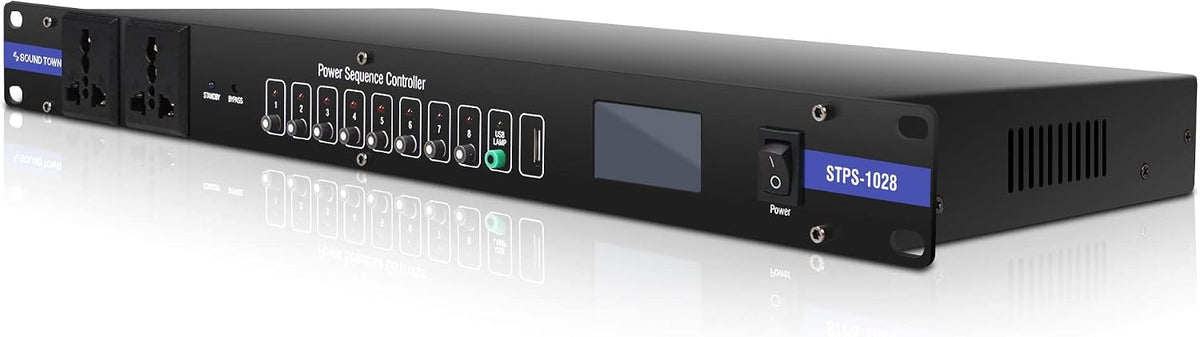 Rack-Mountable AC Power Conditioner/Sequencer with 10 Outlets, Protection, Voltage Display, for Stage, Studio, Home