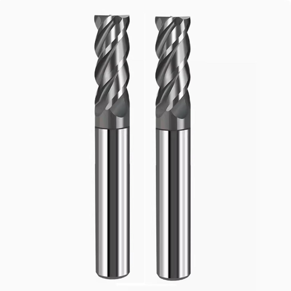 2PCS 1/2'' Carbide Square End Mill Bits Set, Milling Bits Cutter 1/2 Carbide End Mills for Alloy Steels/Hardened Steels, HRC 45 Deg Single End 4 Flute AlTiN Coating (2PCS 1/2in)