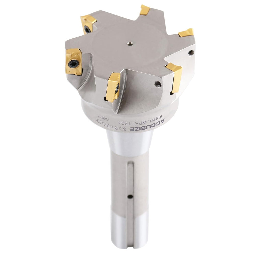 Accusize 90 Degree Indexable End Mill, 3in Cut Dia, R8 Shank, 0028-6908
