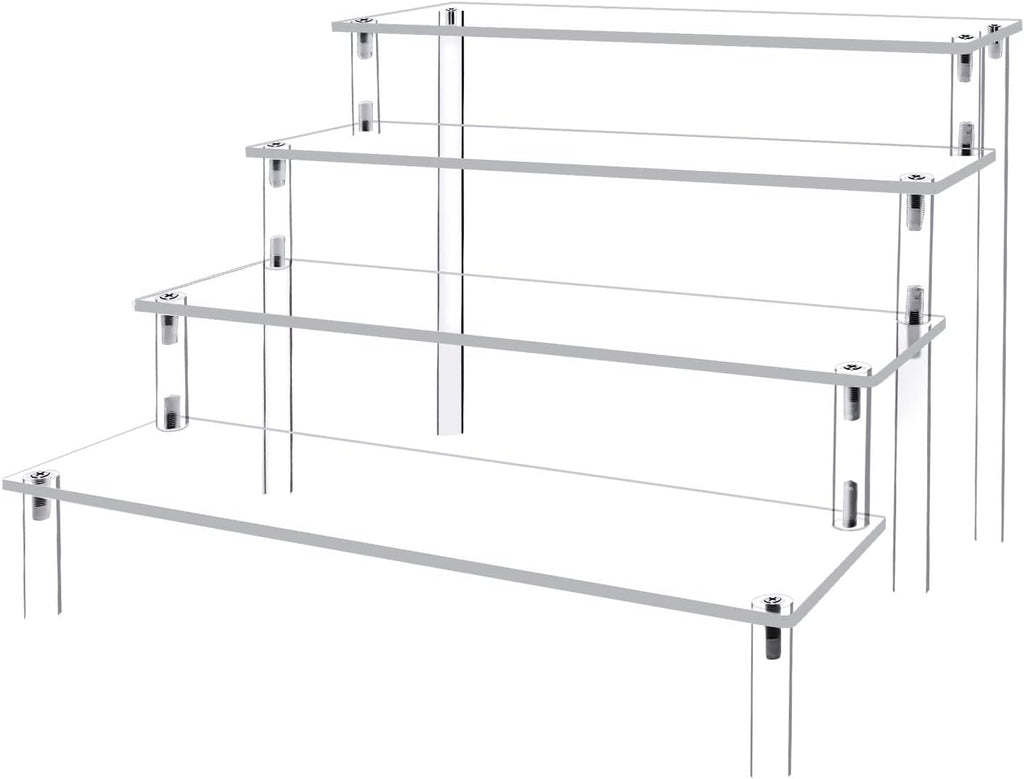 Acrylic Display Risers Cupcake Stand for Food Desserts,Perfume Organizer 4 Tier Clear Shelf Display Stand Funko POP