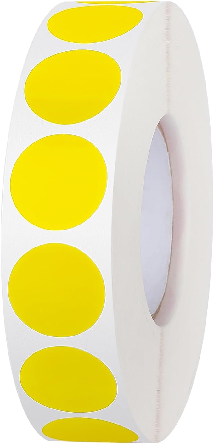 Pack of 2000 Round Color Coding Circle Dots Stickers Labels (3/4", Yellow)