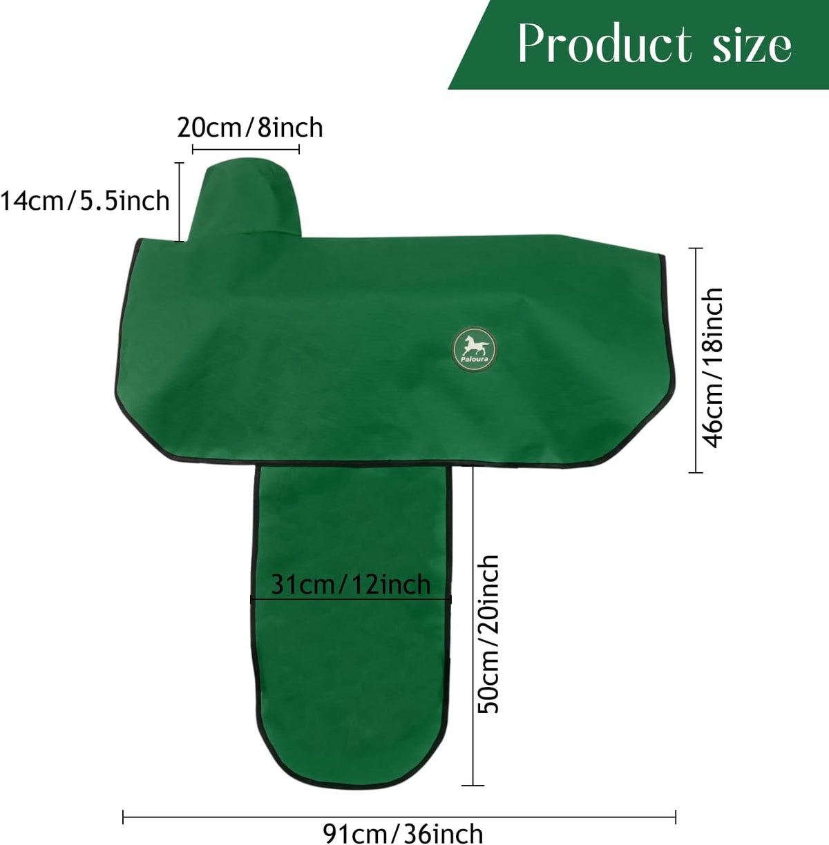 Western Saddle Cover with 6 Elastic Straps（Green）