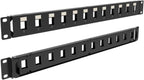 1U Hinged 12-Port Blank Keystone Patch Panel, 19" Metal