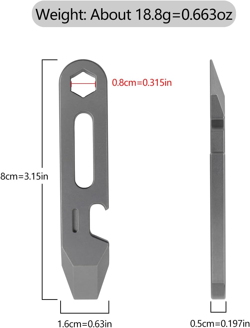 4-in-1 Titanium EDC Pry Bar Multitool with Bottle Opener, Hex Wrench & Ruler, Keychain Pocket Pry Tool for Everyday