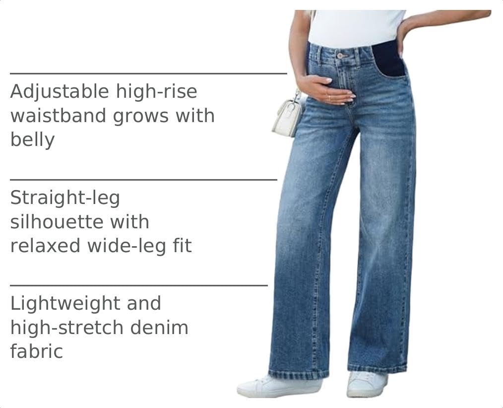 Maternity Jeans for Women Wide Leg Pregnancy Pants