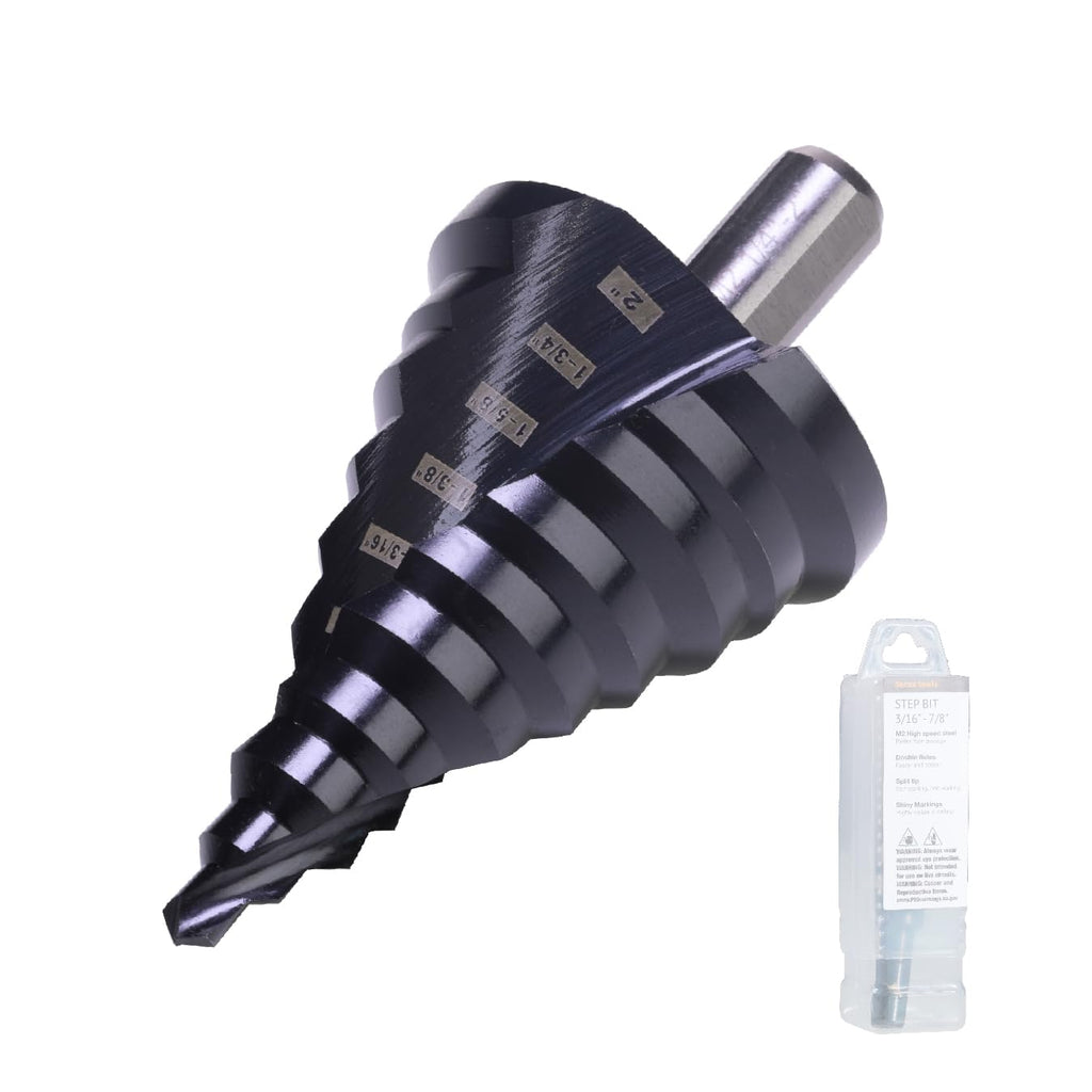 1/4"-2" M2 Step Drill Bit Unibit for Hole Drilling 10 Sizes | M2 High Speed Steel; Double Spiral Flutes; Fast, Clean