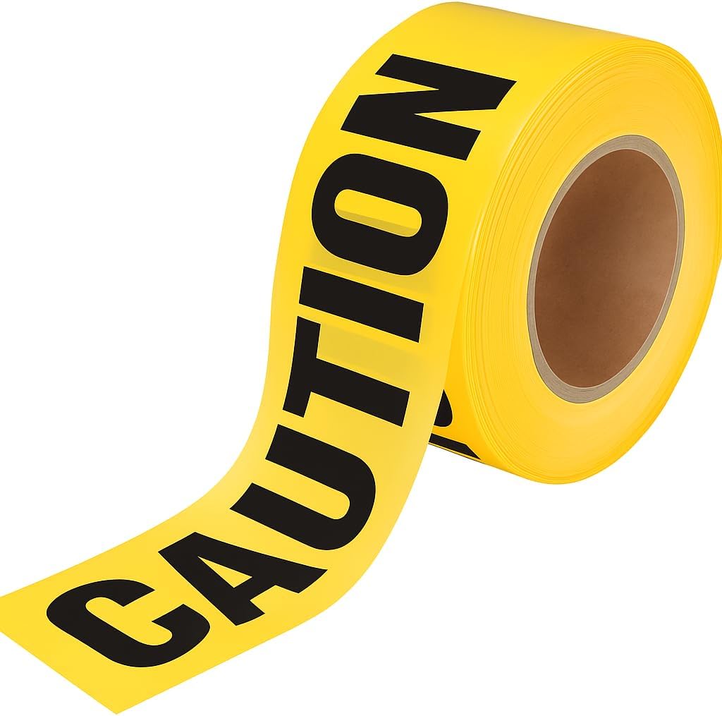 Yellow Caution Barricade Tape - 3 Inch x 1000 ft | High Visibility Safety Warning Tape for Construction Sites, Hazard