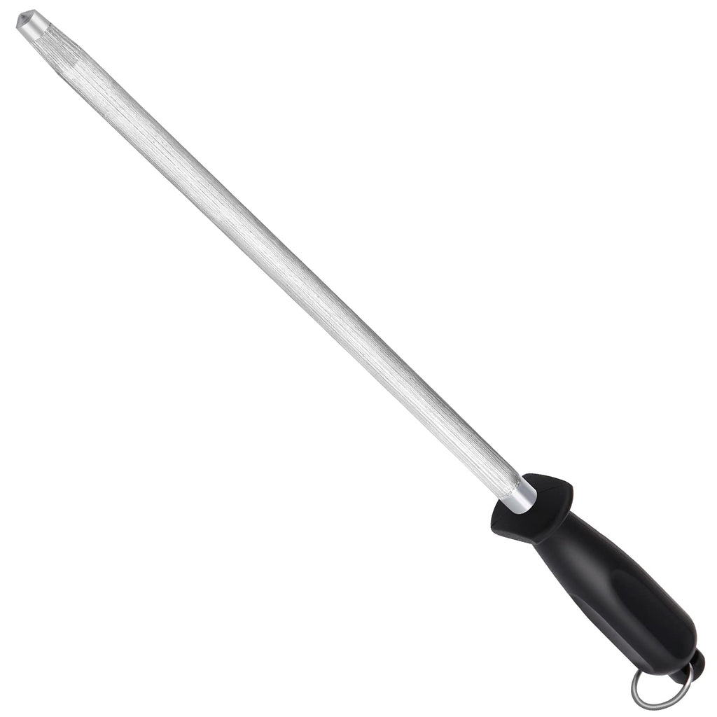 Honing Steel Knife Sharpening Rod 12 inches, Carbon Steel Knife Sharpener