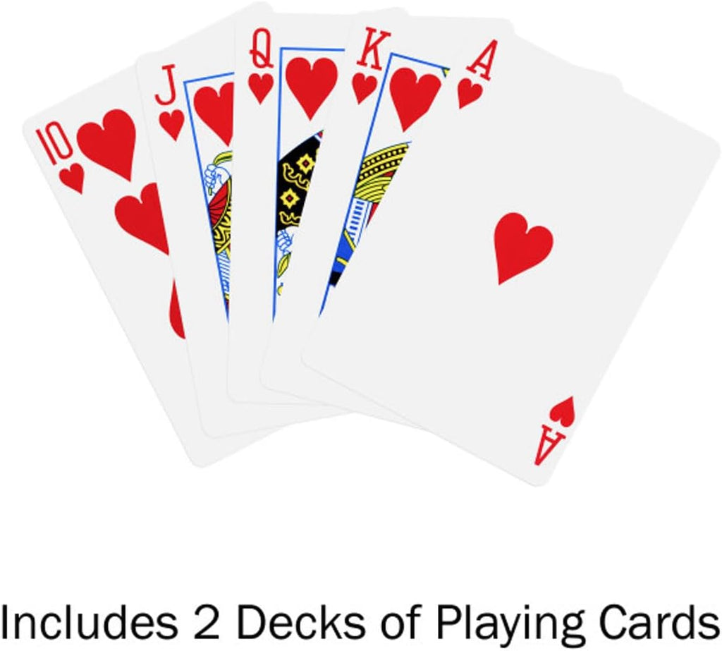 Poker Table Topper - Foldable Texas Hold 'Em Set with Carry Case, 300 Poker Chips, 2 Decks of Cards, and Dealer and