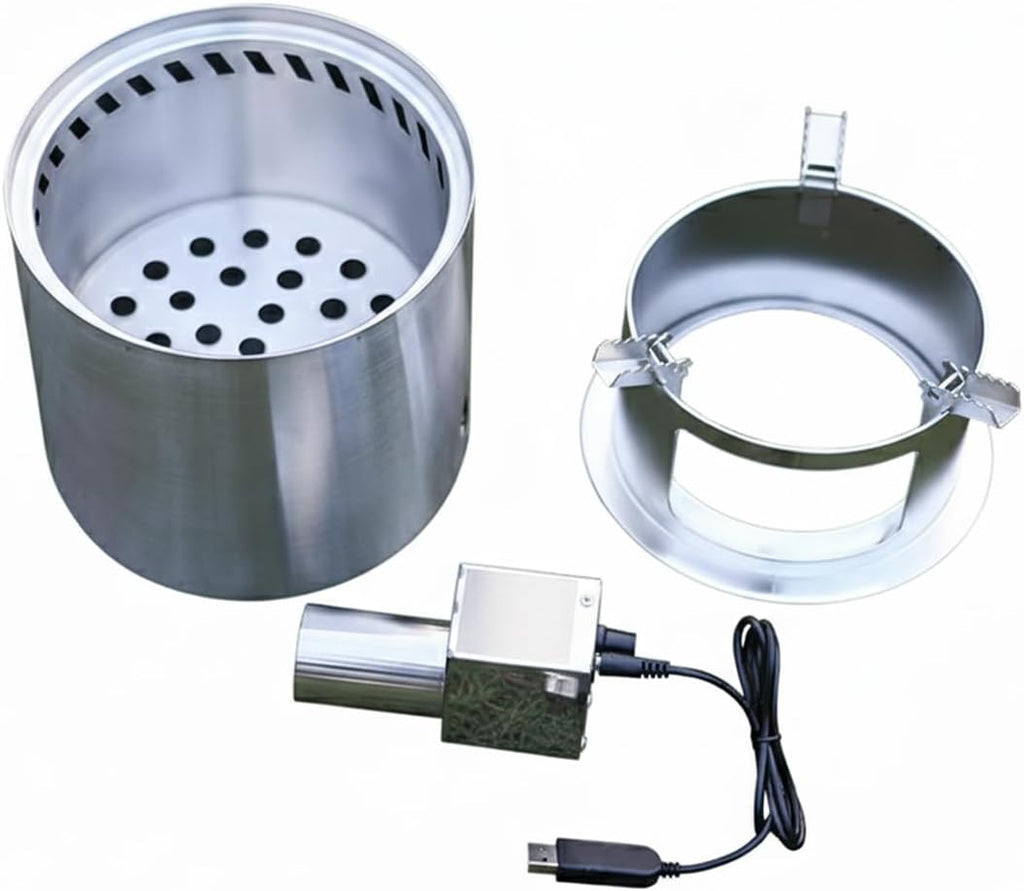 Forced Air Rocket Stove with USB Powered Adjustable Blower | Smokeless 304 Stainless Steel Wood Burning Camping Stove