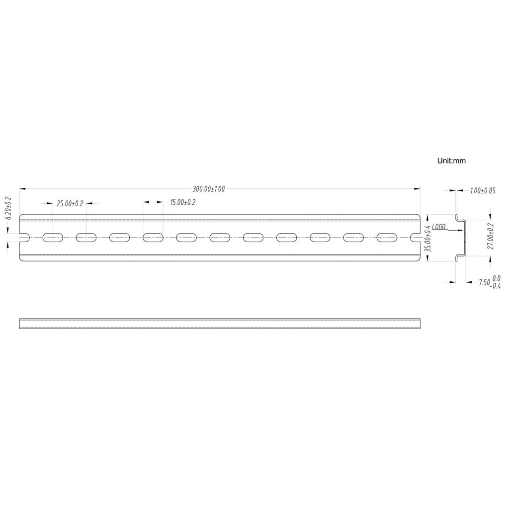10 Pieces TS35/7.5 Slotted DIN Rail, 12" Long 35mm Wide 7.5mm High