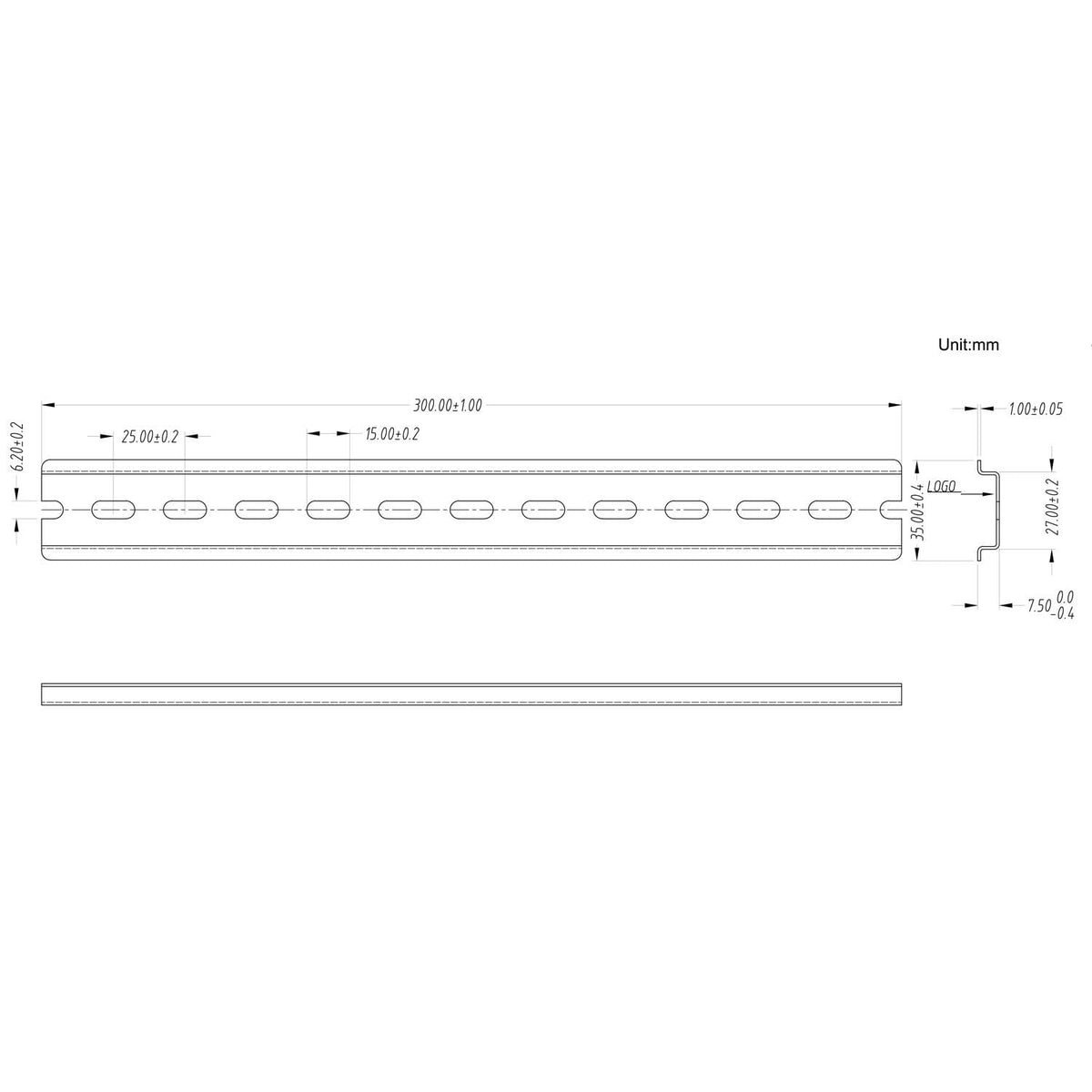 10 Pieces TS35/7.5 Slotted DIN Rail, 12" Long 35mm Wide 7.5mm High
