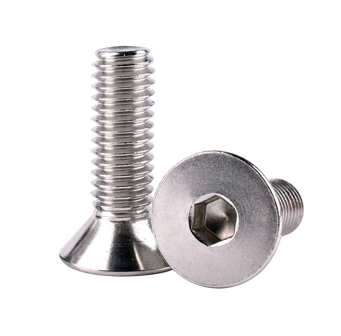 #8-32 x 5/8" Flat Head Socket Cap Screws Countersunk Bolts, Allen Hex Socket Drive, 304 Stainless Steel 18-8, Full Thread, 40Pcs