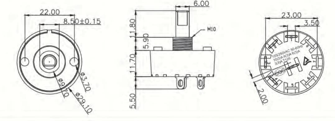 HQRP Rotary Switch with Knob 120V 8A 1-Pole 3-Way SP3T