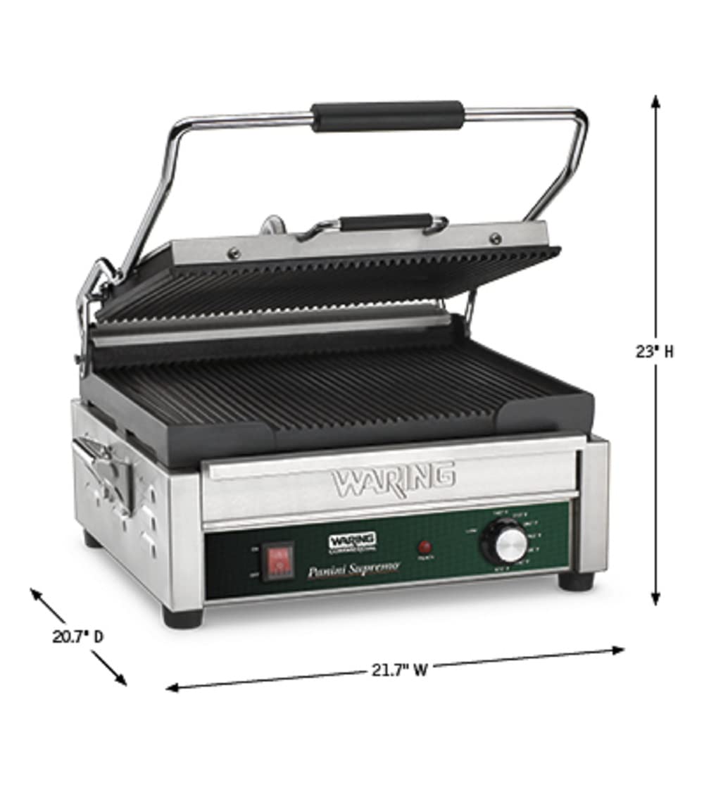 Panini Press with 14.5" x 11" Cooking Surface & Ribbed Plates