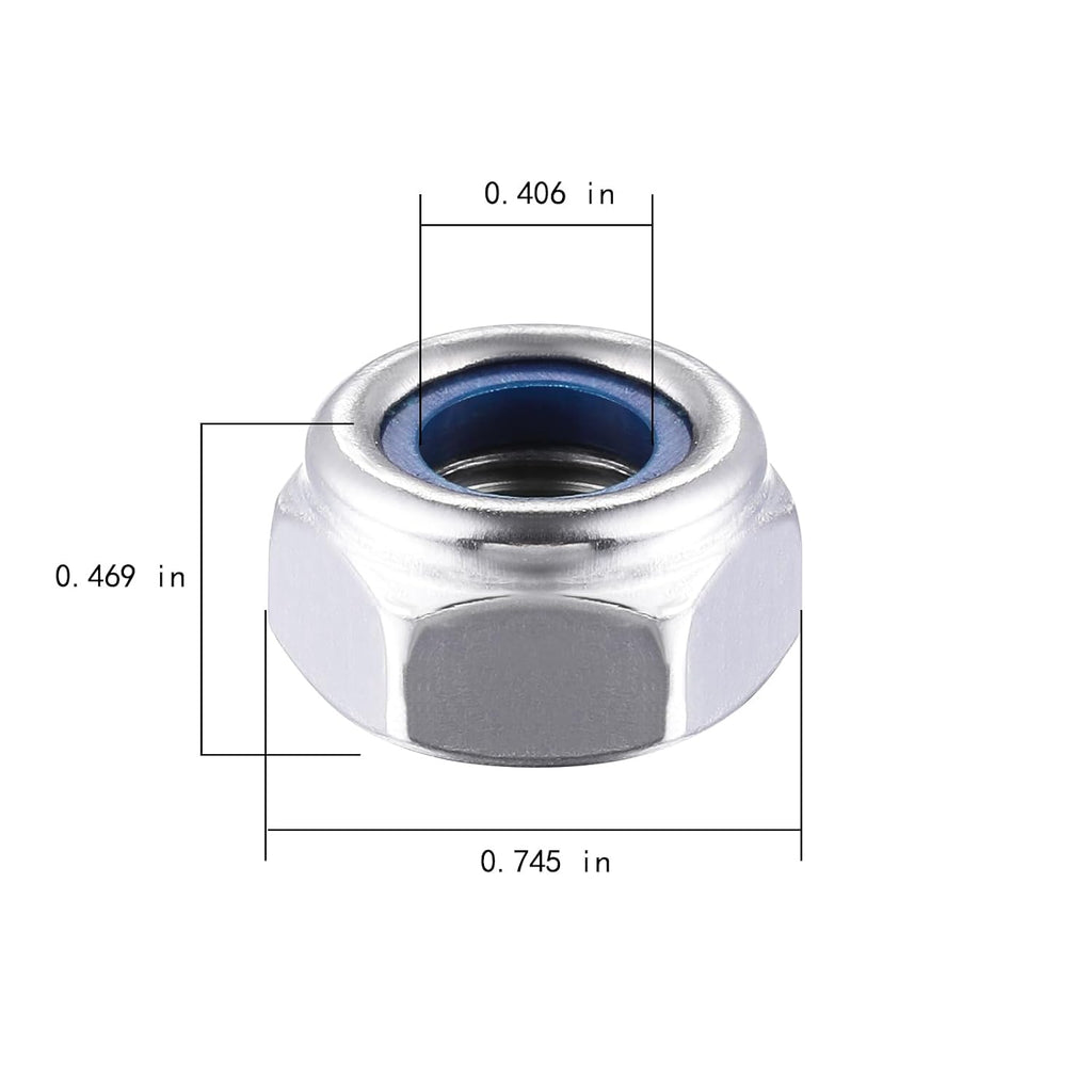 Wensilon(20pcs) M12 Self Clinching Nuts 304 Stainless Steel Self-Lock Nylon Inserted Hex Lock Nuts