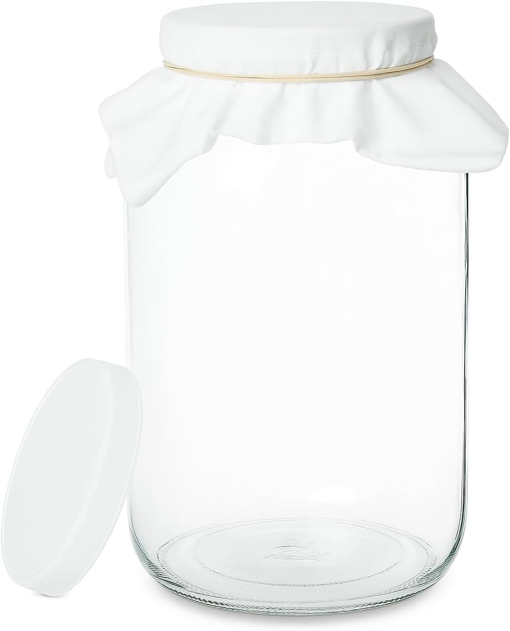 1 Gallon Glass Wide Mouth Kombucha Brewing Mason Jar - Home Brewing and Fermenting Kit with Cotton Cloth Filter