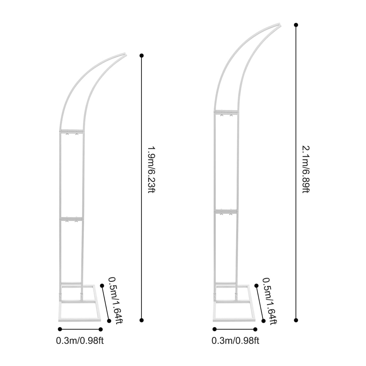 2 PCS Half Moon Metal Arch Stand, Wedding Arch Backdrop Stand with Rectangular Base, Gold Curved Top Wedding Arch for