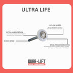 DURA-LIFT Ultra-Life 2" Reinforced 6200Z Bearing Nylon Garage Door Roller and 4" Stem (10 Pack)
