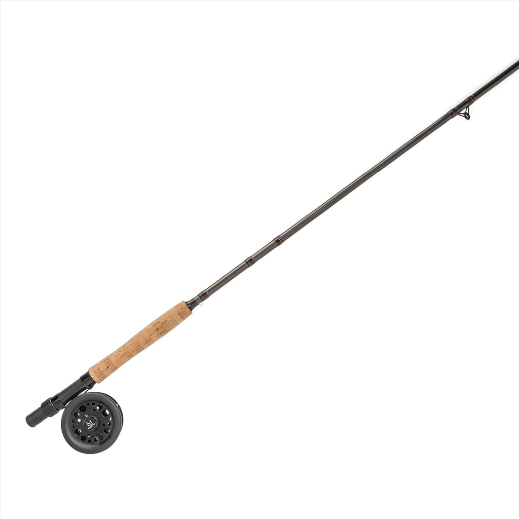 Caddis Creek Fly Fishing Rod and Reel Combo, 9-Foot 2-Piece Fiberglass Rod, Moderate Fast Action, Single Action Fly