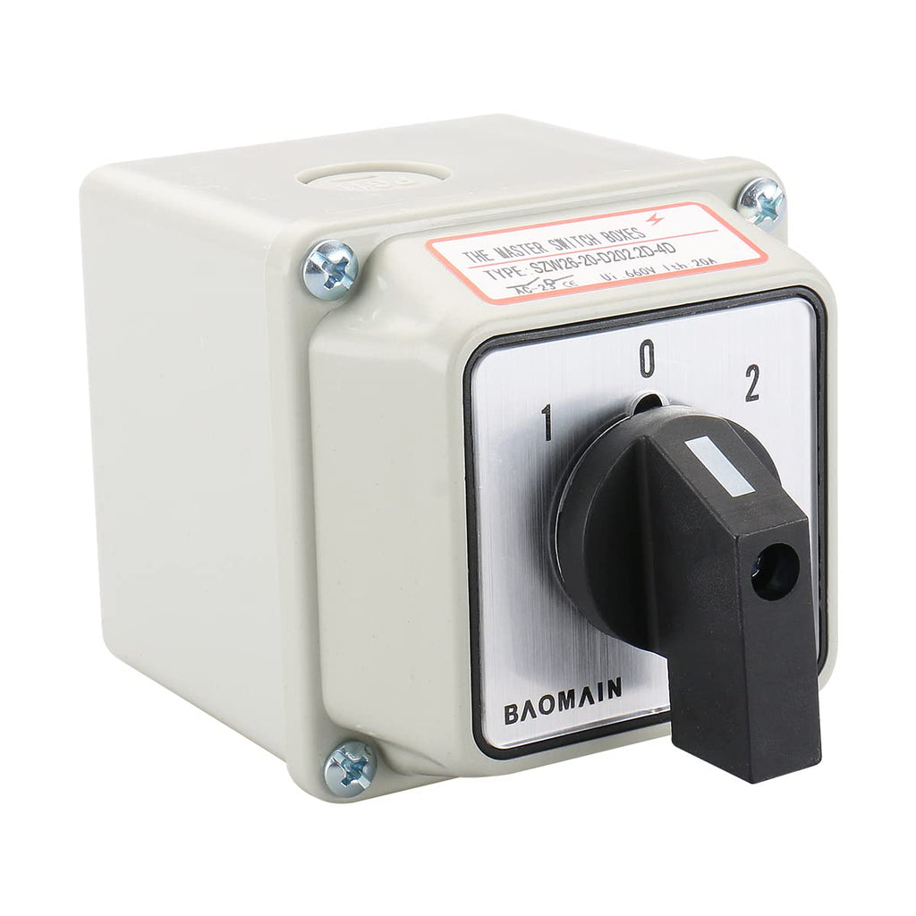 BAOMAIN 20A 2-Phase 3-Position Rotary Changeover Switch+Small/High Box