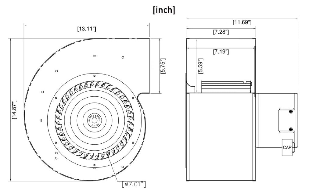 ELECTRIC MOTOR WAREHOUSE 1TDU2, 4C831 Dayton Direct OEM Interchange Replacement Blower