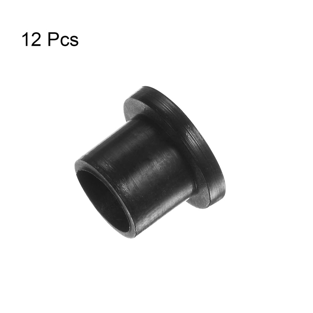 HARFINGTON 12pcs Flanged Sleeve Bearings 8.1mm Bore 10mm OD 10mm Length Nylon Bushings for Shaft, Black