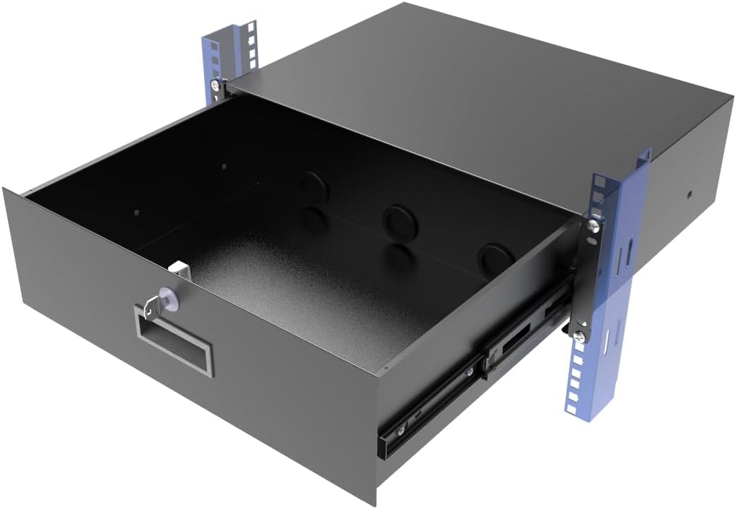 3U Server Cabinet Case 19" Rack Mount Lockable Drawer with Key