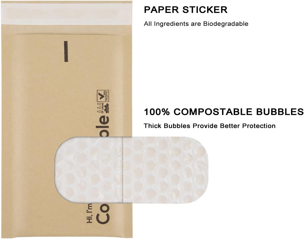 4x8 100% Biodegradable Bubble Mailers