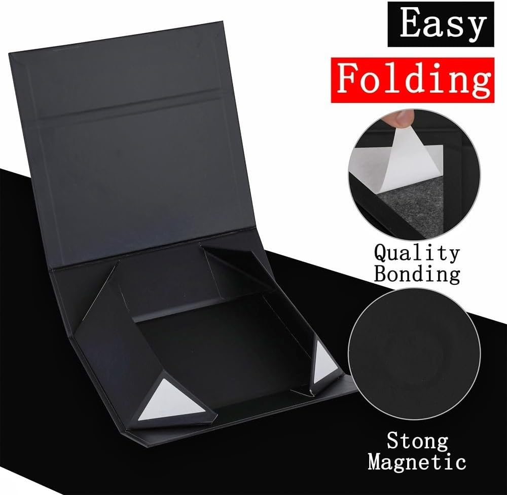6 Pcs Black Gift Box 9.5x6x3 Inch with Magnetic Lid