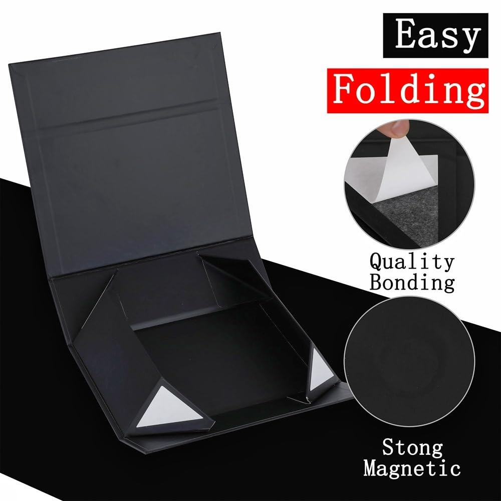 1 Pcs Black Gift Box 9.5x6x3 Inch with Magnetic Lid